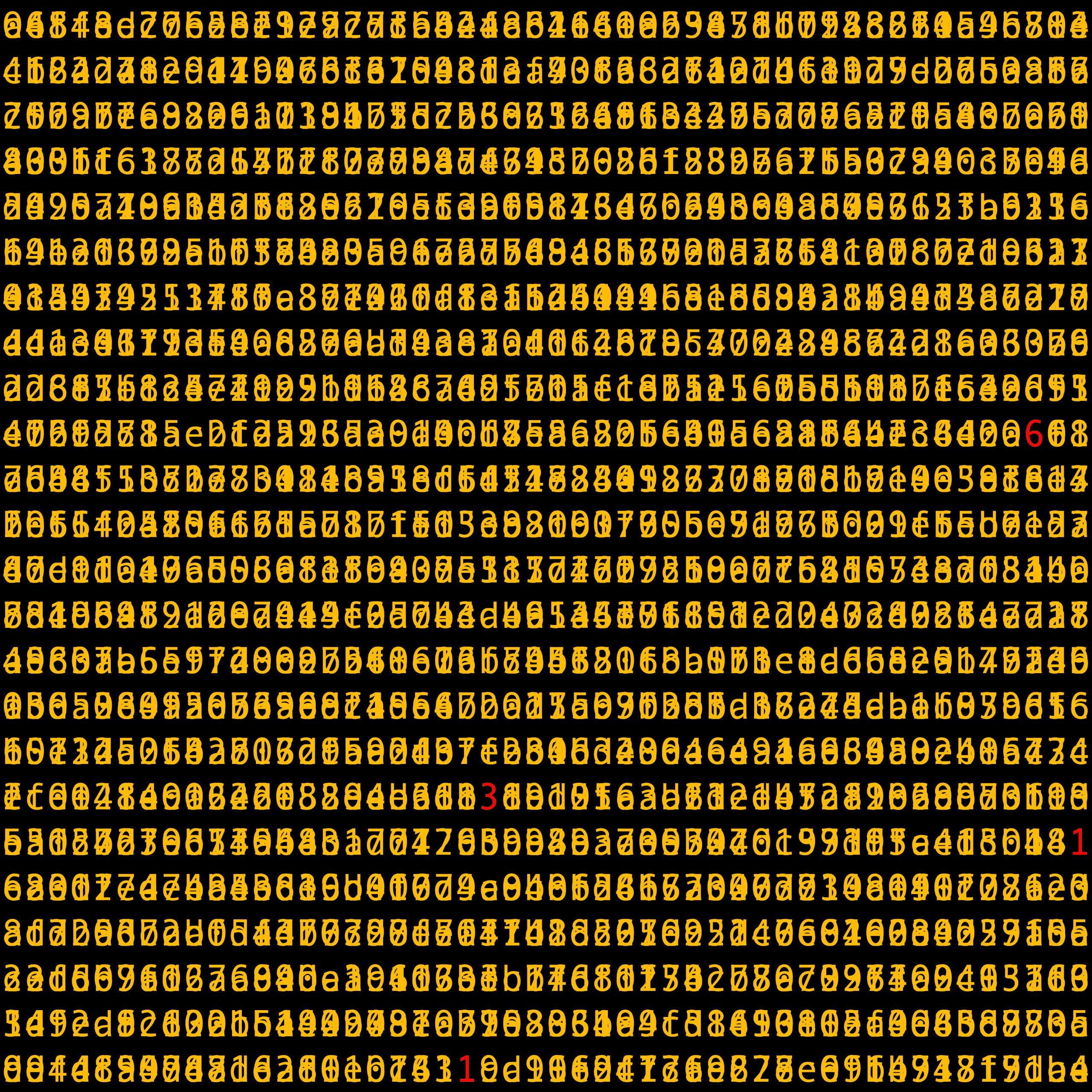 yellow characters on a black background inone of the 1111 NFTs by Kevin Absoch that are keeping their value