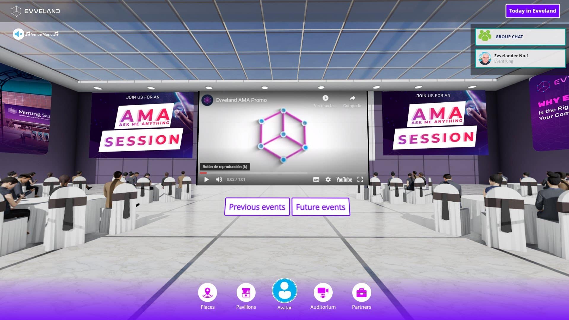 Evveland metaverse virtual auditorium