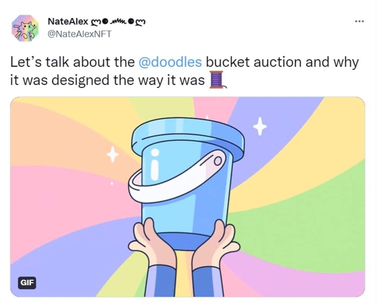Tweet from Nate Ale about Bucket Auction