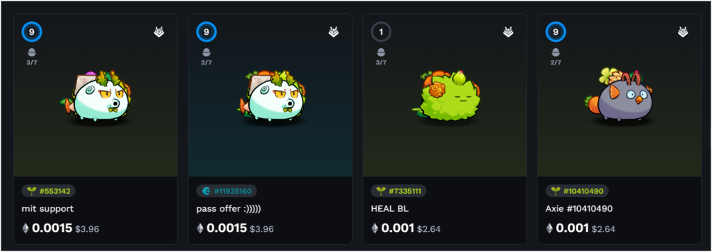 Axie Infinity NFT Cards