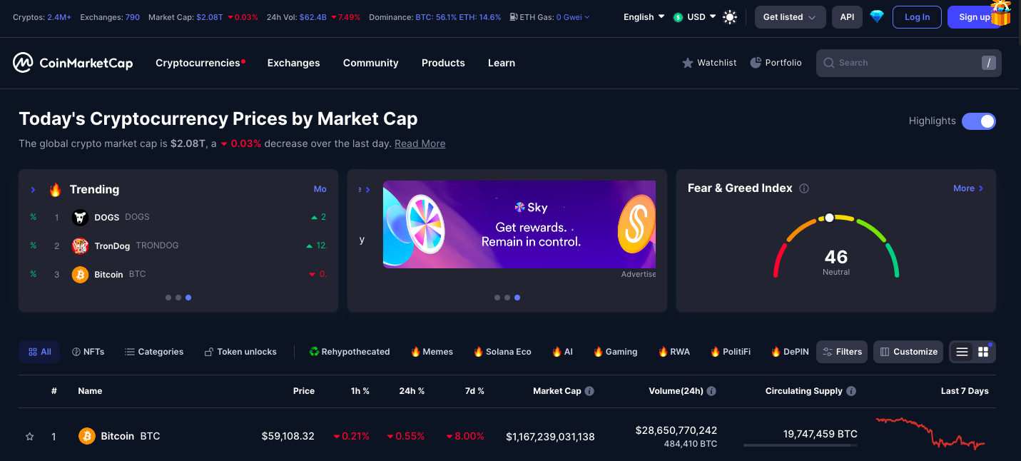 CoinMarketCap - Best crypto price tracker app