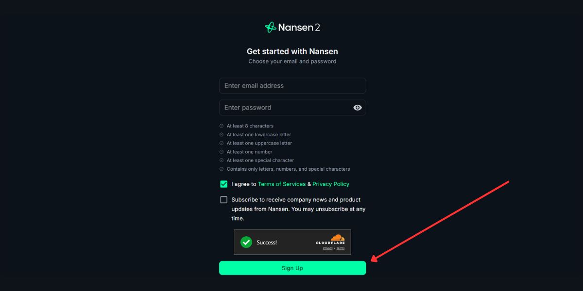 sign up on nansen